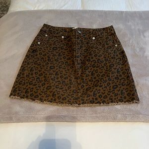 Cheetah denim mini skirt